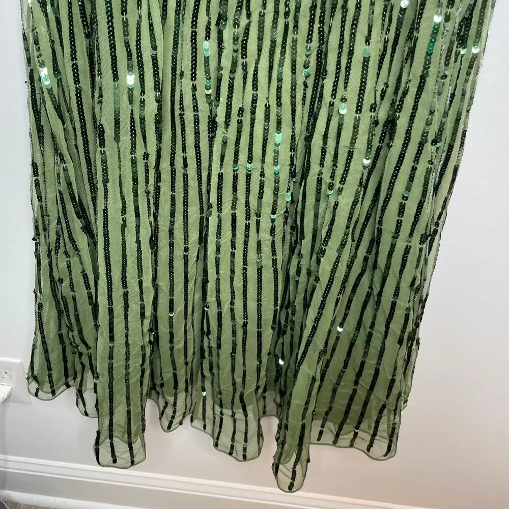 Mac Duggal Strapless Hand Embellished Beaded A Line Gown In Emerald 93915 14 New - Picture 6 of 15